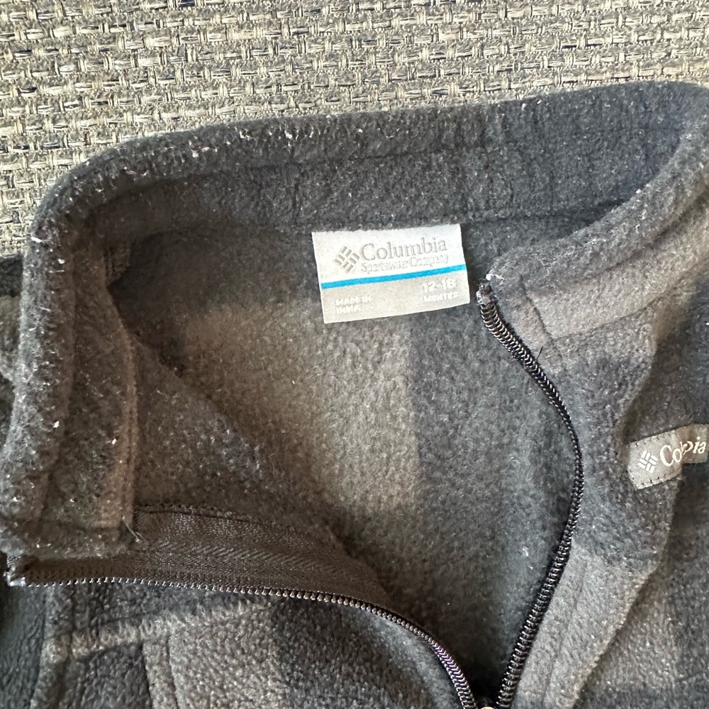🖤 Columbia Baby Fleece Jacket 12-18M Charcoal & Black Zip-Up 🧸 Cozy Warm - Picture 2 of 3